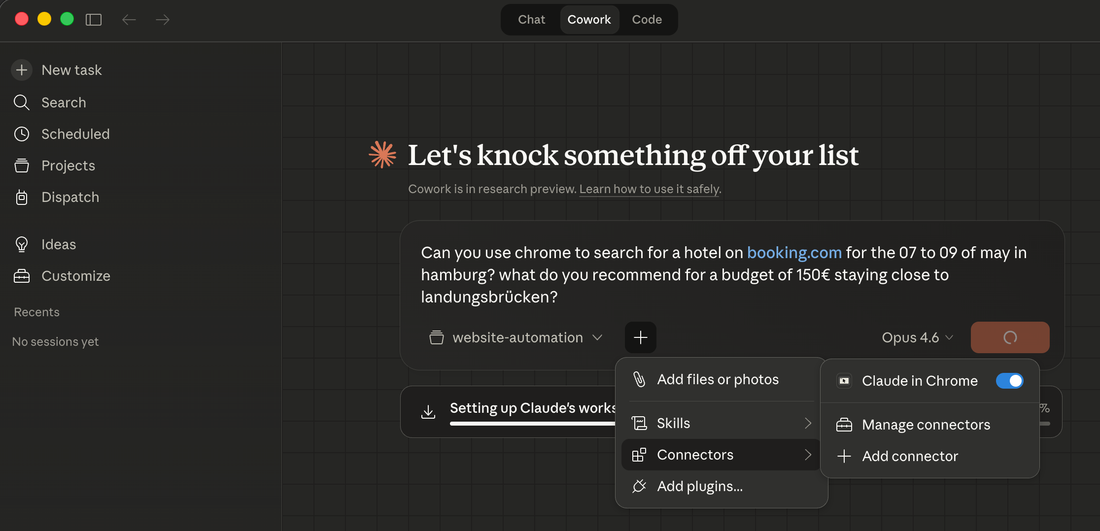 Enabling Claude in Chrome connector