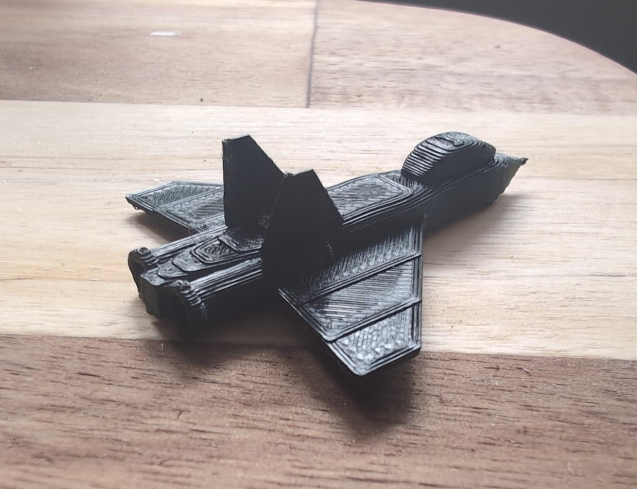 First print on the revived Ender 3 V2 — a jet fighter model